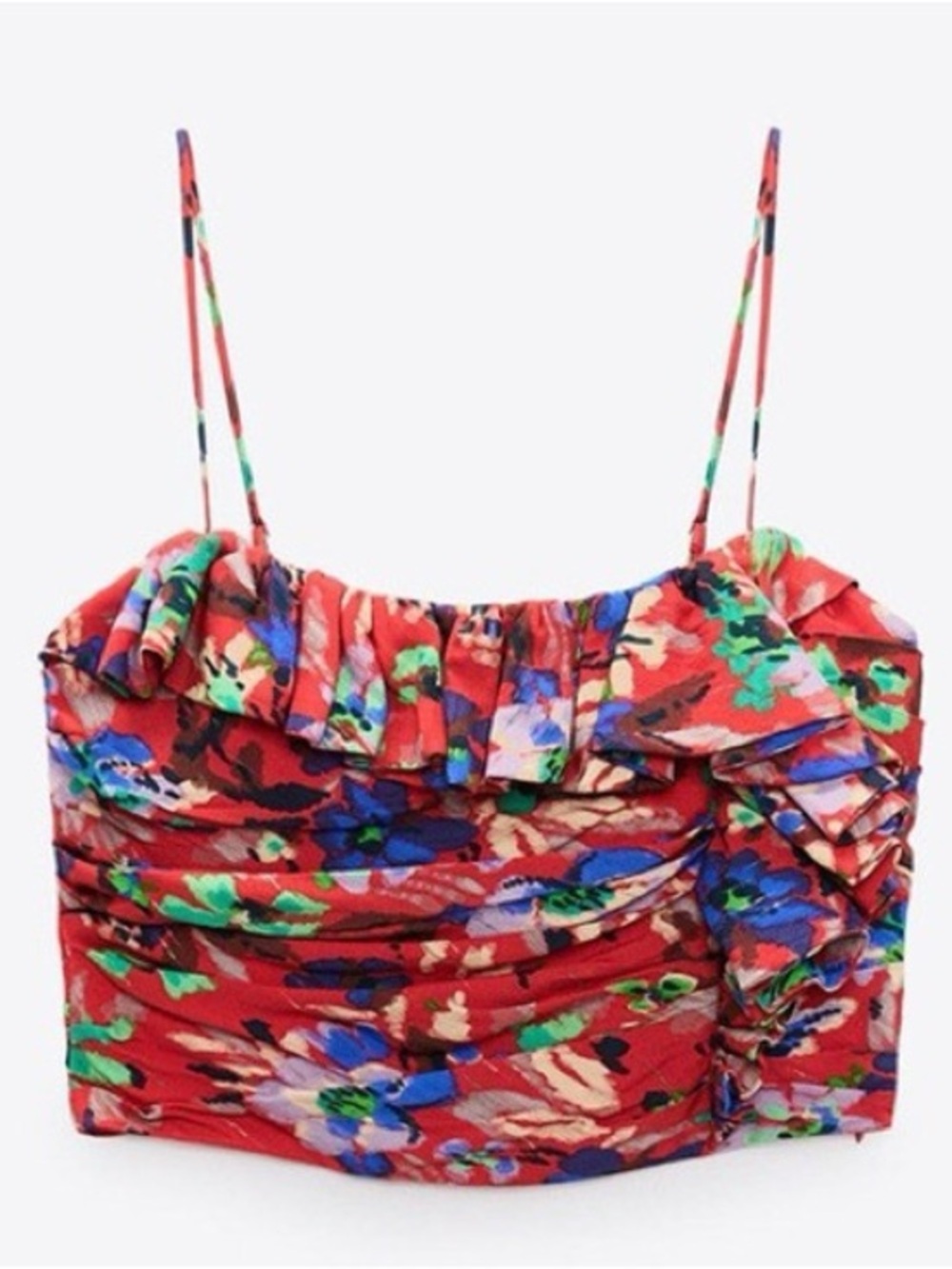 NWOT Zara Crop Floral Crop Top XS